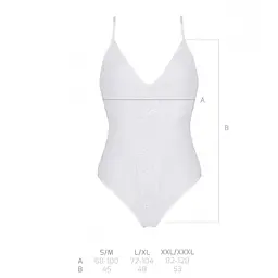Боді з ажурним декором та відкритим кроком Passion URSULA BODY L/XL, white - мініатюра 5
