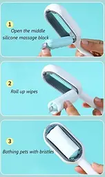 Щітка для тварин Pet Gravity Pet Grooming Comb 4в1 для сухого та вологого вичісування собак та котів рожевий - мініатюра 4
