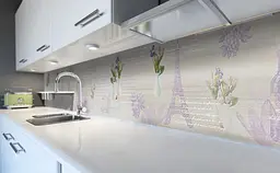 Вініловий кухонний фартух Французька Абстракція наклейка для кухні квіти листи Бежевий Happy Pocket Z181539 - мініатюра 6