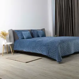 Покривало ТЕП велюрове Velour Ромб круглий 240x260 см синє - мініатюра 5
