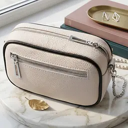 Вечірня жіноча сумка на ланцюжку з натуральної шкіри Vintage 22380 біла - мініатюра 4