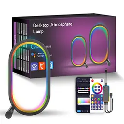 Настільна LED лампа RGB Smart desk oval lamp Bluetooth USB with app Black Epik teh0029701