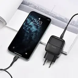 Адаптер блок Hoco Lightning cable Highway C77A комплект із кабелем чорний - мініатюра 3