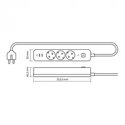 Мережевий подовжувач Videx Oncord з/з 3 п 3 м (3x1.5 мм) 2.4А 2USB+USB-C з кнопкою білий (VF-PD33G2U1C-W) - мініатюра 10