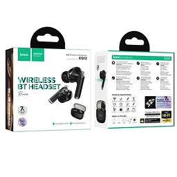 Бездротові TWS навушники Hoco EQ12, вакуумні, BT5.3, 40mAh, 350mAh, 7h, 32h, black - мініатюра 3