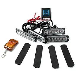 Страбоскоп LED Світлодіодний 12-24V 12 Режимів Червоно-Синій 4 шт. (BS-1-4-6LED R+B) - мініатюра 2