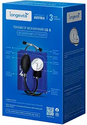 Механічний тонометр Longevita LS-5 (стетоскоп вбудований в манжету) (5929751) LS-5 - мініатюра 2