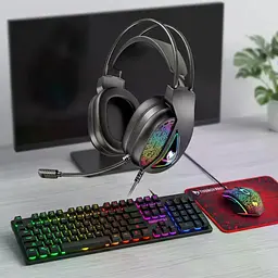 Ігровий комплект Gaming Combo 4-in-1 T-Wolf TF-400 чорний - геймерський набір клавіатура, миша, навушники та килимок для ПК - мініатюра 5