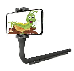 Гнучкий тримач для телефону з універсальними присосками UKC Cute Worm Lazy Holder чорний - мініатюра 1