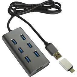Хаб Usb Maiwo KH700, Grey, Usb 3.0 - 7xUsb 3.0, кабель 1 м, алюмінієвий корпус