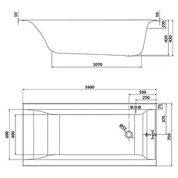 Ванна прямокутна Cersanit Larga 160x75 S301-305 - мініатюра 3