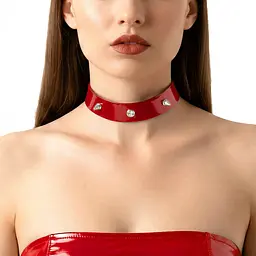 Лакований чокер з шипами Art of Sex - Mistress, червоний, розмір M