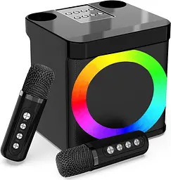 Портативна караоке-система з двома мікрофонами, Bluetooth та LED-підсвіткою