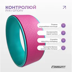 Колесо для йоги EasyFit TPE 33 см рожево-м'ятне - мініатюра 8
