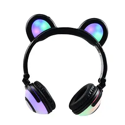 Навушники Linx Bear Ear Headphone з ведмежими вушками LED підсвічування 350 mAh Чорний (SUN1859)