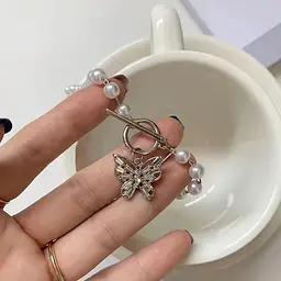 Кольє жіноче з кулоном Метелик 14753 40 см біле - мініатюра 5