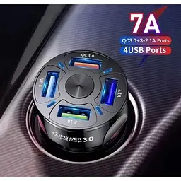 Автомобильное зарядное устройство DK Qualcomm 4USB Quick Charge 3.0 35W (BK-358) black - мініатюра 8