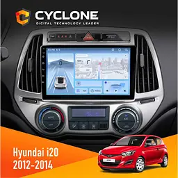 Штатна магнітола Hyundai i20 2012-2014 Cyclone C9-012 4x64, DSP, 4G Cyclone (НФ-00007899)
