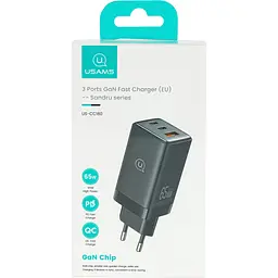 Мережевий зарядний пристрій Usams US-CC180 65W Black (CC180TC01) [139634] - мініатюра 2