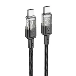 Кабель Hoco USB U129 Type-C to Type-C 60W 1.2 м силіконовий провід для швидкого заряджання гаджетів чорний