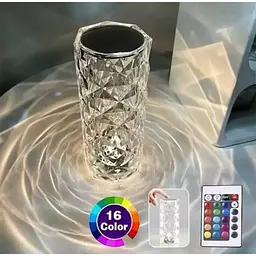 Нічник LED Rose Crystal Diamond з кристалами і зміною 16 кольорів, світильник кристалл з сенсорним перемиканням - мініатюра 2