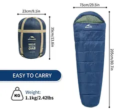 Спальник Naturehike MJ300 (CNK2300SD014) +4°C з капюшоном - темно-блакитний - мініатюра 2