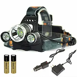 Ліхтар налобний світлодіодний 3 LED Cree T6 2Q5 1500 люмен 2x18650 Police RJ-3000 - мініатюра 1