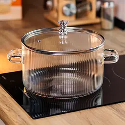Каструля скляна Yiwu HP-34-103 з боросилікатного скла 3.5 л 20 см для варіння та тушкування - мініатюра 2
