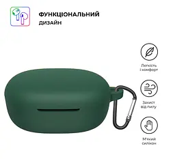 Силіконовий чохол для навушників Xiaomi Redmi Buds 4 Lite, Hang Case, зелений, ультратонкий захисний кейс товщиною 2 мм, захист від подряпин, пилу та ударів, компактний, з карабіном для кріплення, ArmorStandart (ARM73548) - мініатюра 2
