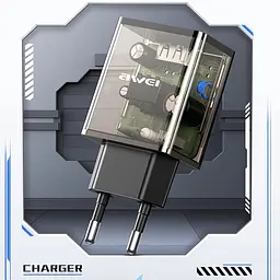 Адаптер мережевий Awei C9, USB зарядний блок, чорний, вихід 5V 2.4A - мініатюра 3