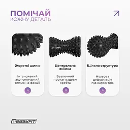Масажний м'ячик EasyFit Goober з шипами чорний - мініатюра 4
