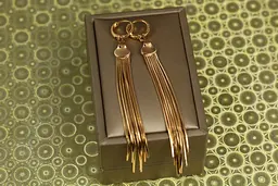 Сережки Xuping Jewelry підвіски позначки Сім блискучих тонких променів 9 см золотисті