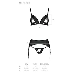 Комплект з екошкіри Passion MILEY SET L/XL, black, трусики, бюстгальтер, пояс для панчіх - мініатюра 5