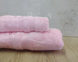 Набір турецьких бамбукових махрових рушників Cestepe 50х90+70х140 Bamboo Cicek Pink - мініатюра 2