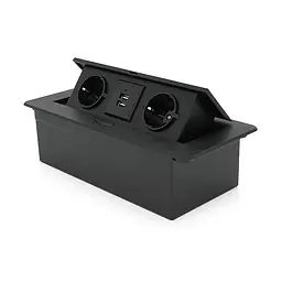 Розетка для підлоги висувна із заземленням J29L, дві розетки + 2 * USB, Input: AC 100-250V 16A, Black - мініатюра 4