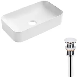 Умивальник Qtap Tern накладний прямокутний 605x350x140 мм White + донний клапан PU02, Білий