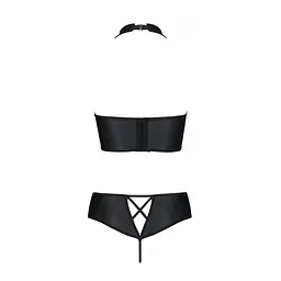 Комплект из эко-кожи: бра и трусики с имитацией шнуровки Passion Nancy Bikini, 4XL/5XL, черный - миниатюра 4