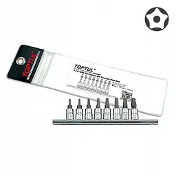Набір біт TORX п'ятигранних з отвором TOPTUL 1/4" T8-T40 8 од. GAAG0805