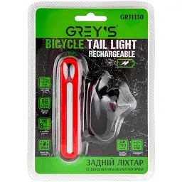 Ліхтарик на велосипед задній Grey's 50xLEDs 100lm 700mAh microUSB(GR11130) - мініатюра 2