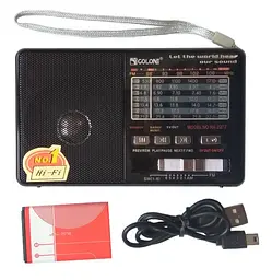 Радіоприймач з USB + Micro SD і акумулятором, Golon RX-2277 Чорний, з MP3 плеєром від флешки (ST) - мініатюра 2