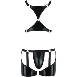Комплект еротичної чоловічої білизни Passion 047 Set John S/M Black, труси, портупея - мініатюра 5