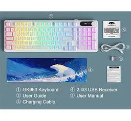 Клавіатура MageGee GK960 RGB Wireless (6971969729056) White Topographic (G-000004399) - мініатюра 5