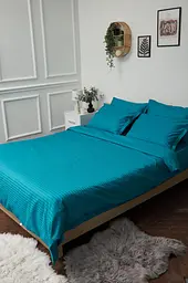 Підковдра Moon&Star Satin Stripe Turkish Blue Полуторна Євро 160x220 см
