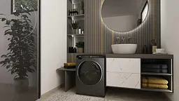 Haier Пральна машина фронтальна, 5кг, 1200, A, 42.3см, дисплей, інвертор, люк чорний, Wi-Fi, висота 70см, сріблястий - мініатюра 4