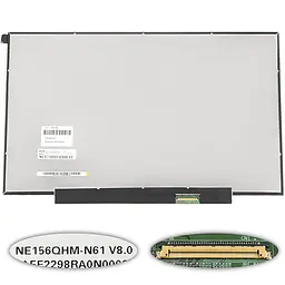 Матриця 15.6" NE156QHM-N61 2560х1440, 40pineDP, IPS, 300cd/m2, 100% sRGB, LED, SLIM без планок та вушок, матова, роз'єм справа внизу для ноутбука