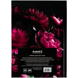 Книга записна Axent Crimson fleur А5, 96 аркушів, клітинка, тверда обкладинка (8459-4-A) - мініатюра 5