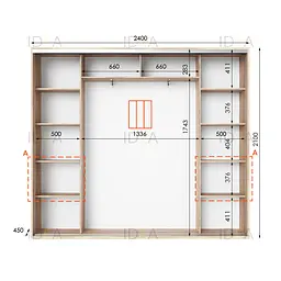 Шафа-купе Idea серія 7 240 x 45 x 210 см Дуб сонома Дзеркало - мініатюра 2