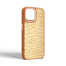 Кожаный чехол для Apple iPhone 15, Harder Crocosaur, бежевый, термополиуретан ТПУ + экокожа с текстурой крокодила, панель, защита корпуса, противоударный, микрофибра, рамка вокруг камеры, защита всего корпуса, (ARM76697) - мініатюра 2