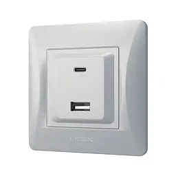 Розетка USB-A + USB-C PD20W срібний шовк VIDEX BINERA VIDEX (28202-000) - мініатюра 3