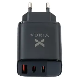 Зарядний пристрій Vinga 2xUSB-C PD30W + USB-A QC30W Display 30W Max (VCR30ACCDB) - мініатюра 3